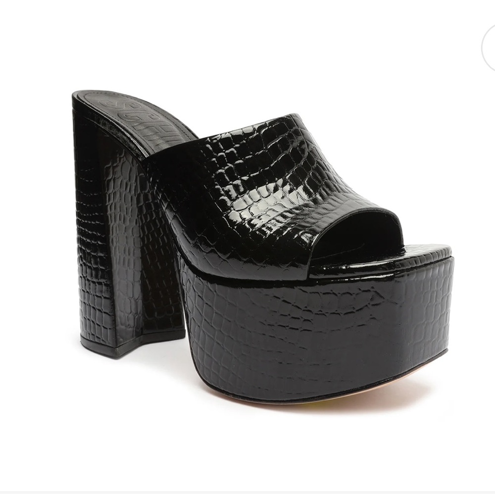 SCHUTZ Darah Crocodile-Embossed Leather Sandal